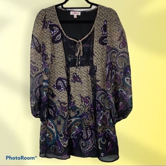 EUC As U Wish Boho Long Sleeve Dress CUTE!! - Picture 1 of 10